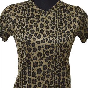 Fendi V neck Leopard Pattern Eyelets tops AK36291 size XS- S